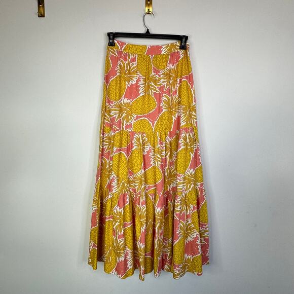BODEN Lorna tiered maxi skirt pineapple print size 6 - Picture 6 of 8